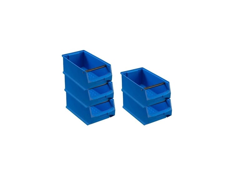 PROREGAL SparSet 5x Blaue Sichtlagerbox 4.1 mit Griffstange HxBxT 15 x 20 x 35 cm 7,2 Liter Sichtlagerbehälter