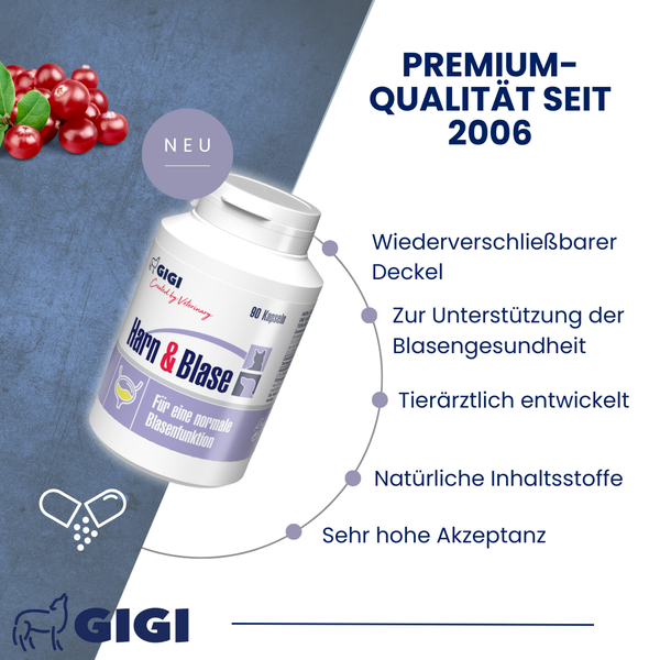 GiGi Harn und Blase Kapseln für Hunde und Katzen zur Unterstützung der Blasengesundheit