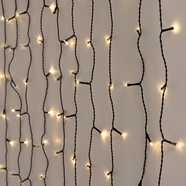 ECD Germany LED Lichtervorhang 3m 400 Warmweiß LEDs Flashing-Effekt (einzelne blinkende LED) Eiszapfen Lichterkette LED Lichterkettenvorhang Eisregen Weihnachtsbeleuchtung IP44 Wasserdicht Innen/Außen
