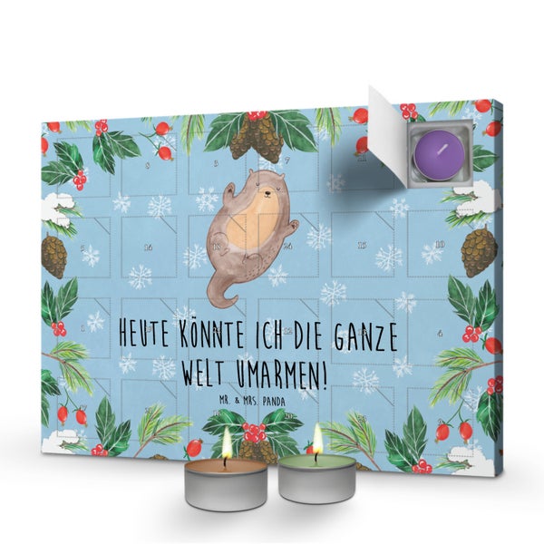 Mr. & Mrs. Panda Duftkerzen Adventskalender Otter Umarmen - Blau Pastell