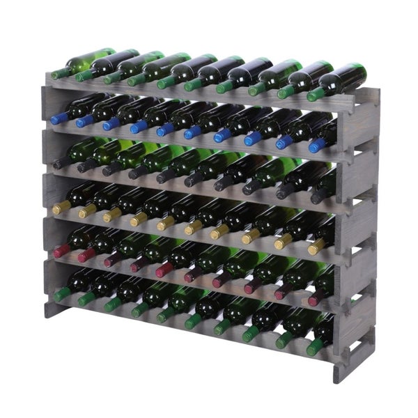 Weinregal VINOTECA FLEX PRO HxBxT 79x103x28cm 60 Flaschen auf 6 Ebenen Massives Kiefernholz Grau