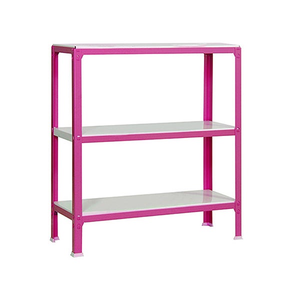 PROREGAL Wohnregal Living Koala Metal mit 3 Fachböden HxBxT 90 x 100 x 30 cm Fachlast 150 kg Rosa/Weiß