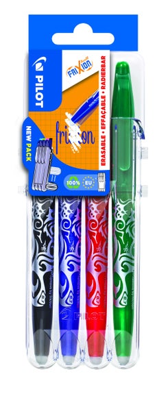 PILOT Tintenroller FriXion Ball 0.7 (M) Schwarz/Blau/Rot/Grün 4er Set2Go