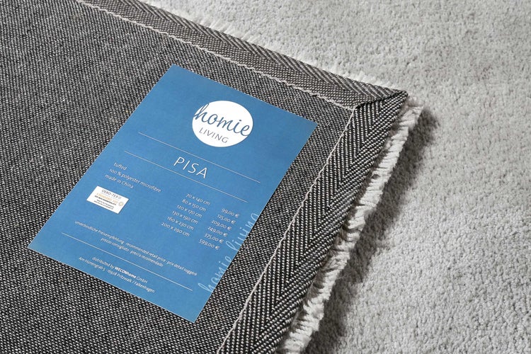Teppich Rund Hellgrau Hochflor Pisa Homie Living 120 cm rund