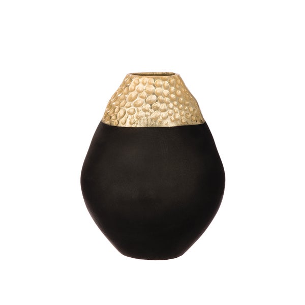 Vase GILDE Dekoobjekt Höhe 17cm Breite 17cm goldfarben, schwarz Aluminium