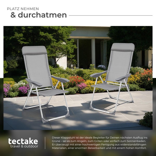 4er Set Gartenstuhl tectake Maurine 73 x 59 x 110 cm klappbar grau