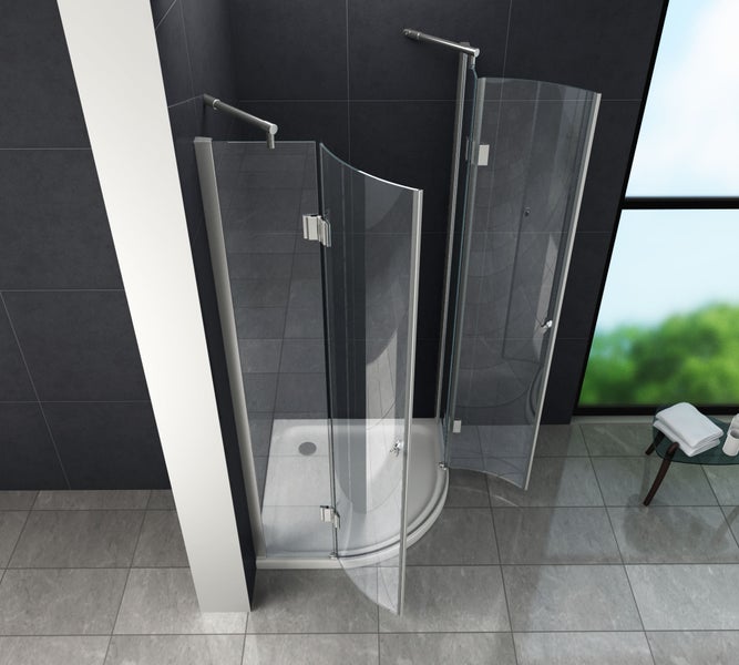 Eckdusche mit Eckeinstieg im modernen Badezimmer