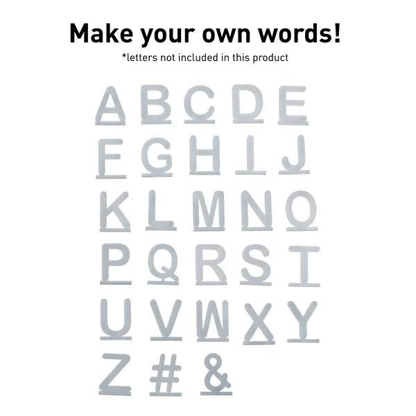 Alphabet-Set von A bis Z sowie Raute- und Und-Zeichen zur individuellen Beschriftung.