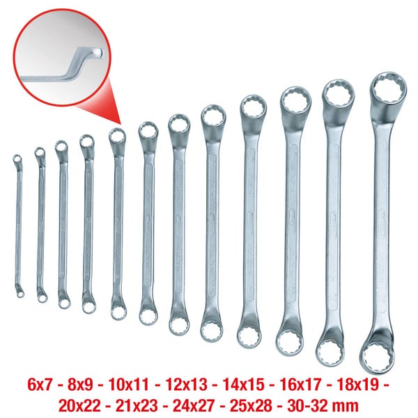 KS TOOLS Doppel-Ringschlüssel-Satz 12tlg. gekröpft 6-32 mm - 517.0250