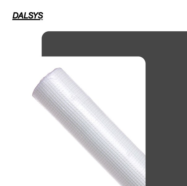 Dalsys Logo, Rolle weißes Glasfasergewebe zur Armierung von Putz.