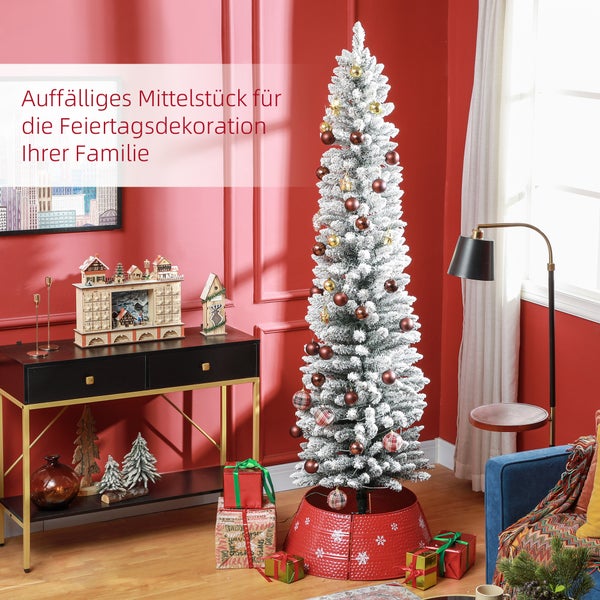 HOMCOM Künstlicher Weihnachtsbaum, 210 cm Christbaum mit 180 LED-Lichten 405 Astspitzen faltbar Standfuß, für Weihnachtsfest, Indoor, Grün+Weiß