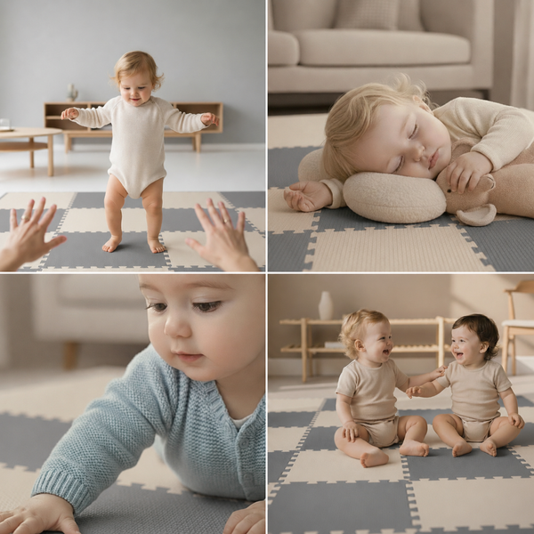 Kinderspielmatte in Puzzleoptik, weich und rutschfest, ideal als Bodenbelag für das Kinderzimmer, bietet Sicherheit beim Spielen und Krabbeln.