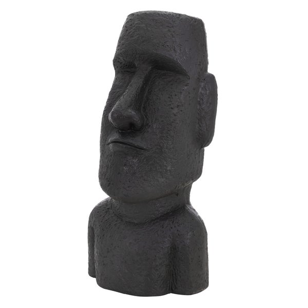 ECD Germany Moai Figur Rapa Nui Kopf 53,5 cm hoch aus wetterfestem Steinguss Kunstharz, Anthrazit, Osterinsel Statue als Dekoration für Haus & Garten, Gartenfigur Dekofigur, Skulptur für Innen & Außen