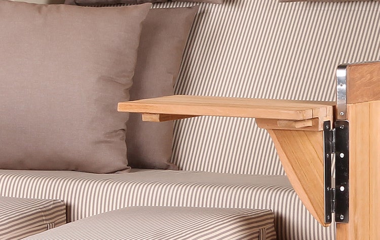 Strandkorb Westerland Teak Bullauge PE grey Dessin 510
