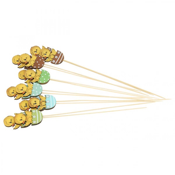 Dekorative Spieße mit Küken und Ei Motiven für Osterdekoration