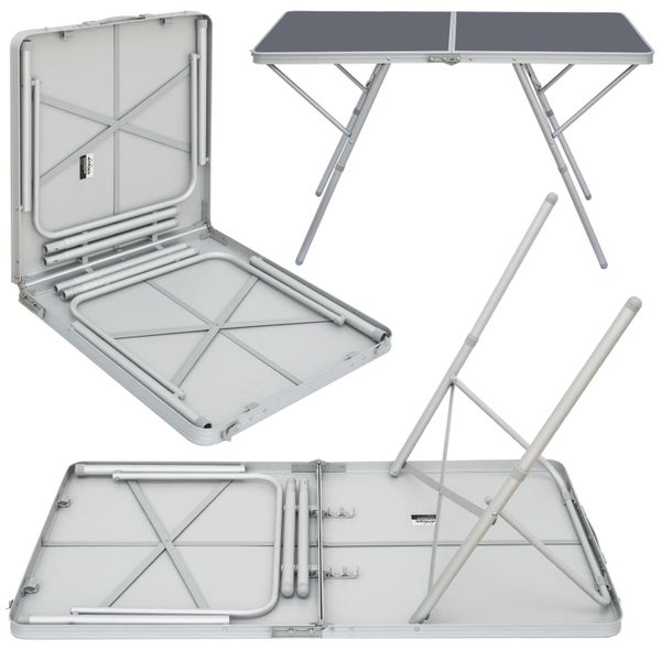 AMANKA Standfester Aluminium Campingtisch 120x60x70cm Stabiler Klapptisch Alu-Falttisch Garten-Tisch Klappbar Anthrazit