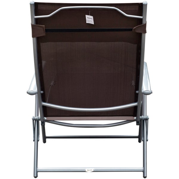 Gartensonnenliege mit verstellbarer Rückenlehne und Kopfkissen auf einer Rasenfläche