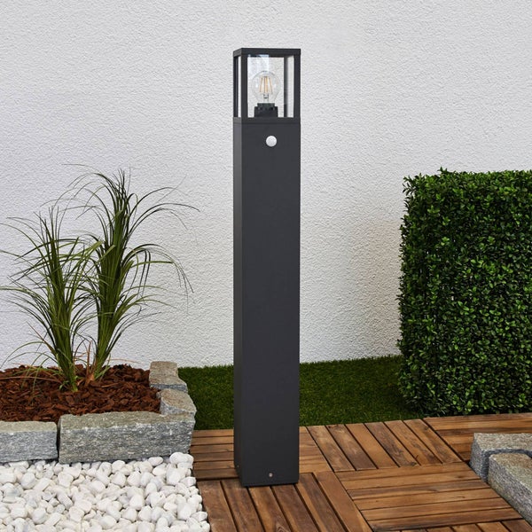 Lucande Wegeleuchte / Pollerleuchte mit Bewegungsmelder, spritzwassergeschützt IP54 Aussenleuchte 90 cm 1x E27 max. 15W ohne Leuchtmittel Außenleuchte