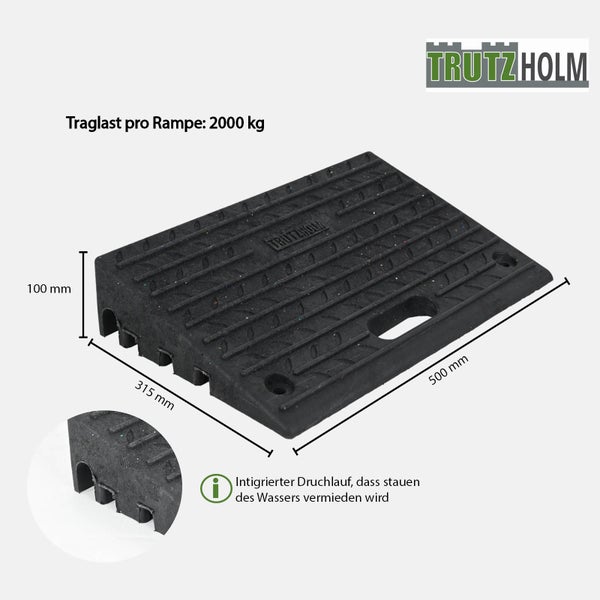 TRUTZHOLM Bordsteinrampe 2er Set 50x32x10cm Tragkraft 2t Gummi Rampe Auffahrrampe Rollstuhlrampe