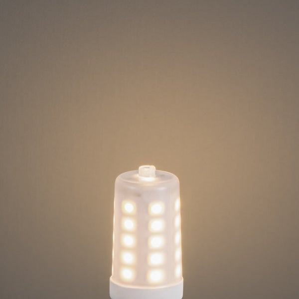 Zylindrische LED-Lampe mit warmem Licht.