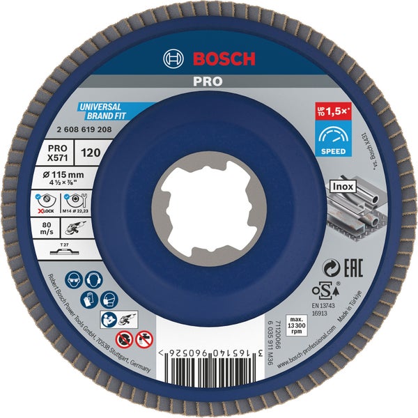 Bosch PRO X571 X-Lock Fächerschleifscheibe 115 mm G120 - 2608619208