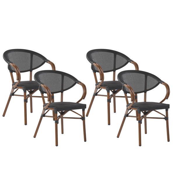 Gartenstuhl 4er Set CASPRI Metall Schwarz