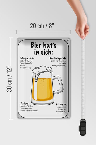 Blechschild Spruch 20x30cm Bier Magnesium Kalium Vitamine