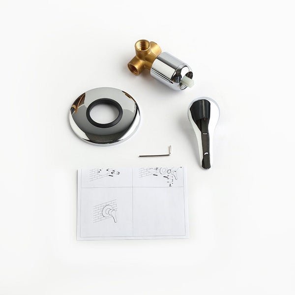 Aufputz-Duscharmatur-Set mit Brausemischer, Rosette, Bedienungsanleitung und Montagewerkzeug