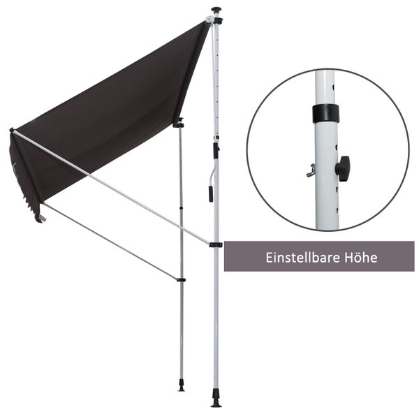 Outsunny Markise, Klemmmarkise, 200 x 150 cm, Alu, Grau