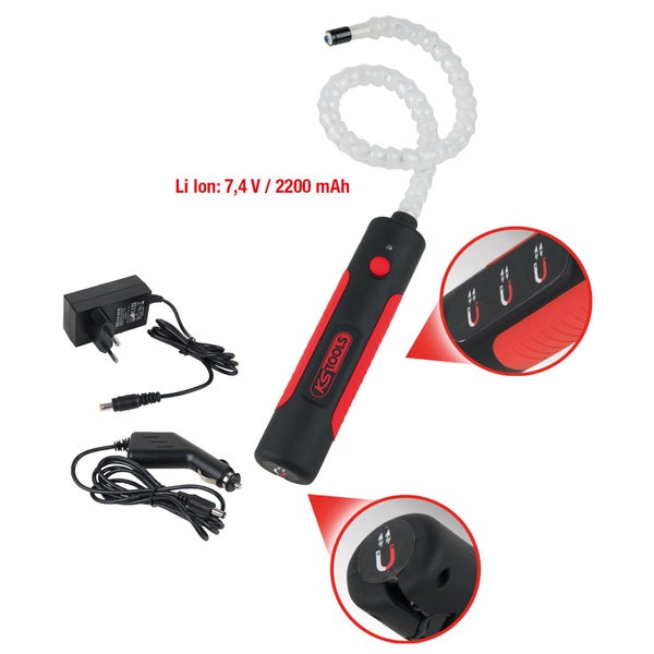 KS Tools Magnet-LED-Leuchte mit Ladegerät und flexiblem Arm