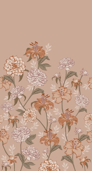 ESTAhome Fototapete Blumenmuster Altrosa und Terrakotta - 150 x 279 cm - 159210