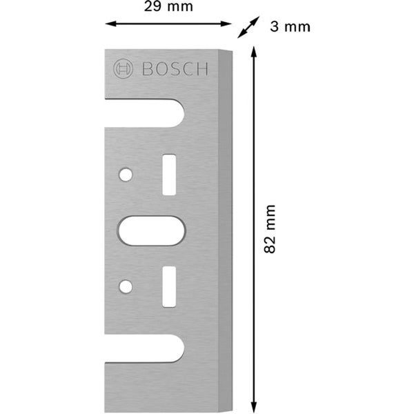 Bosch Logo mit den Maßen 82 mm Länge, 29 mm Breite und 3 mm Dicke