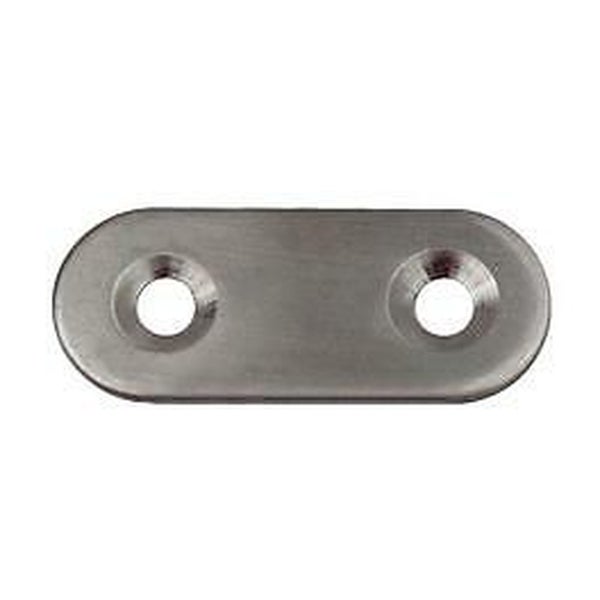 Flachverbinder aus Metall mit zwei Senkbohrungen zur stabilen Verbindung von Holzbauteilen.