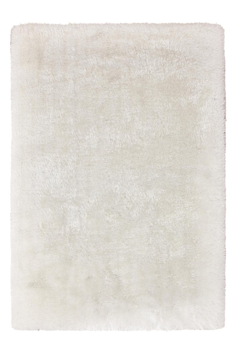 Hochflor Teppich Velvique Weiß Uni handgetuftet 80 x 150 cm