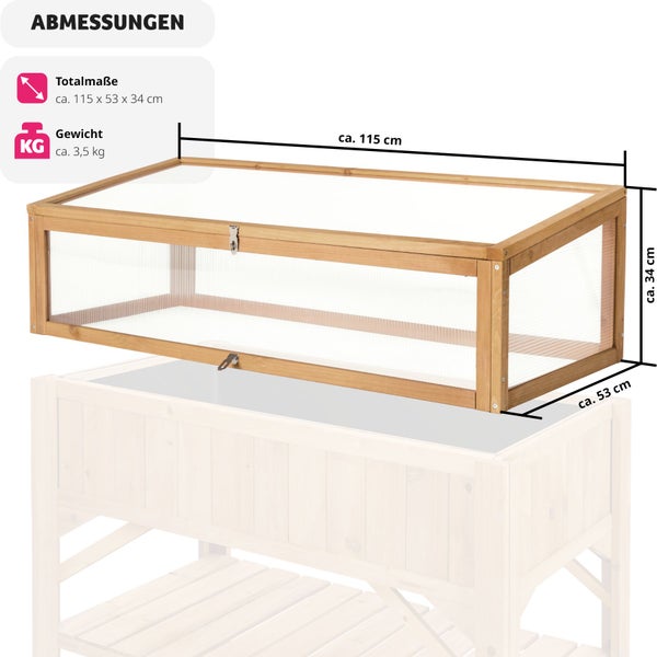 Frühbeet-Aufsatz tectake  115 x 53 x 34 cm aus Holz braun