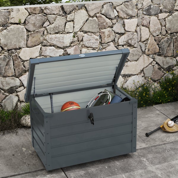 Gartenbox 100cm x 62cm x 65cm, Stahl Dunkelgrau