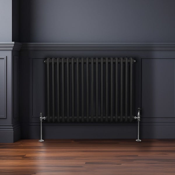 Traditioneller 2-Spalten-Heizkörper - 600 x 832 mm - Schwarz