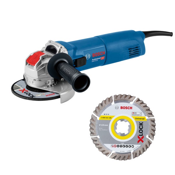Bosch Professional Winkelschleifer GWX 14-125 mit X-LOCK System und einer zusätzlichen Diamanttrennscheibe 125 Millimeter