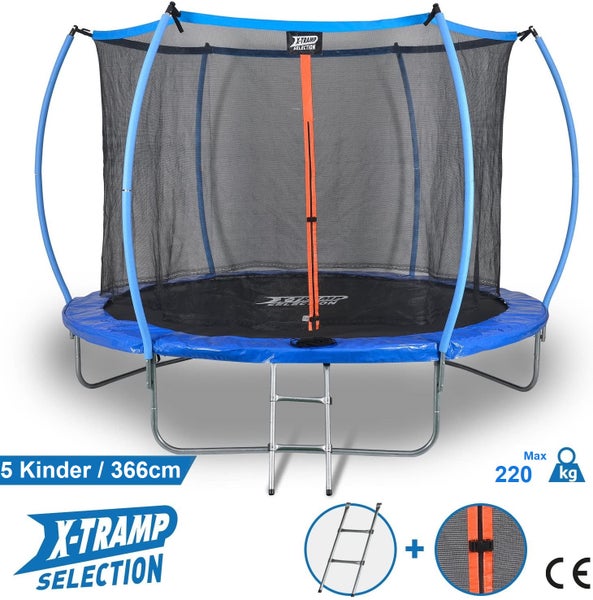 Sena Trampolin Ø 366cm Gartentrampolin für 5 Kinder oder 4 Erwachsene, Hüpf Spielgerät