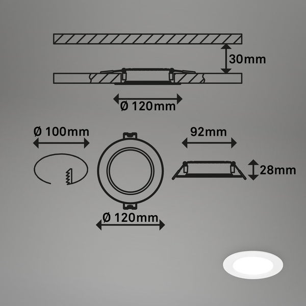 3er Set LED Einbaustrahler 230V LED Einbauleuchten Spots Flach Neutralweiß