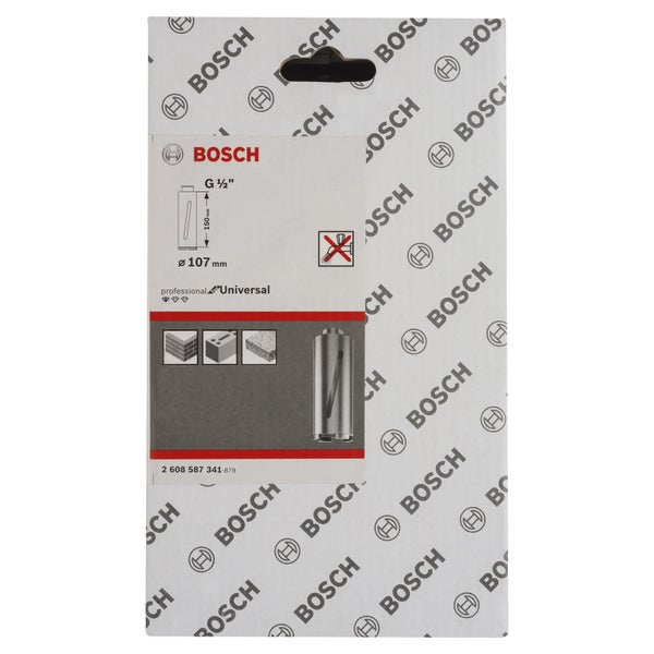 Bosch Diamanttrockenbohrkrone G 1/2 Standard for Universal 107 mm 150 mm 6 Segmente 7 mm - 2608587341
