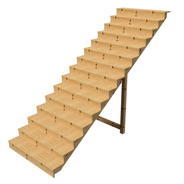 Holztreppe mit dreizehn Stufen