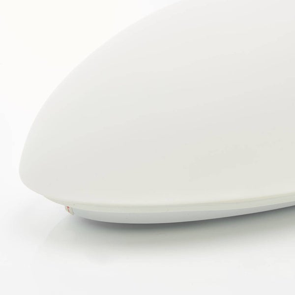 Detailansicht einer ovalen, weißen Abdeckung für eine Wandleuchte oder Deckenleuchte.