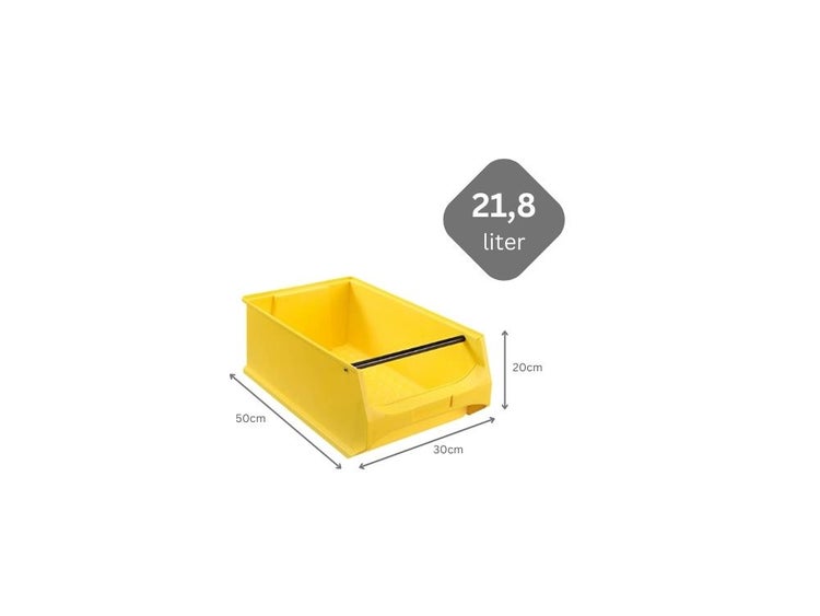PROREGAL SparSet 5x Gelbe Sichtlagerbox 5.1 mit Griffstange HxBxT 20 x 30 x 50 cm 21,8 Liter Sichtlagerbehälter