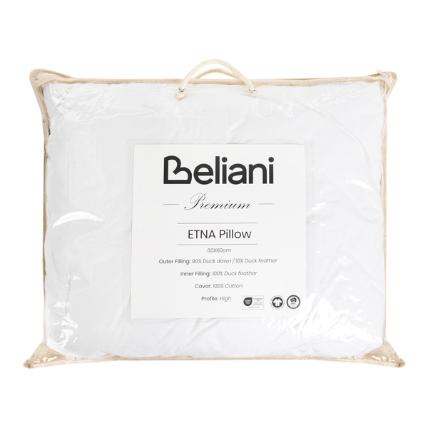 Beliani ETNA Kopfkissen, 50 mal 60 Zentimeter, Baumwollbezug, Entendaunen und Entenfedern, in Tasche mit Beliani Logo und Oeko-Tex Siegel.