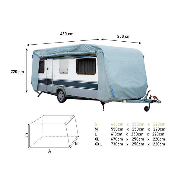 GreenYard® Abdeckplane für Wohnwagen oder Wohnmobile Größe XL 670 x 250 x 220 cm