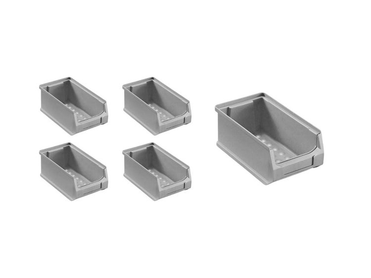 PROREGAL SparSet 5x Graue Sichtlagerbox 2.0 HxBxT 7,5 x 10 x 17,5 cm 0,8 Liter Sichtlagerbehälter