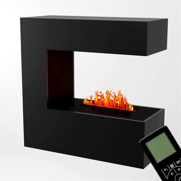 GLOW FIRE Elektrokamin 'Schiller Wandkamin' | Wasserdampf Kamin mit OMC 400 in schwarz als Raumteiler | HxBxT: 90x90x37 cm