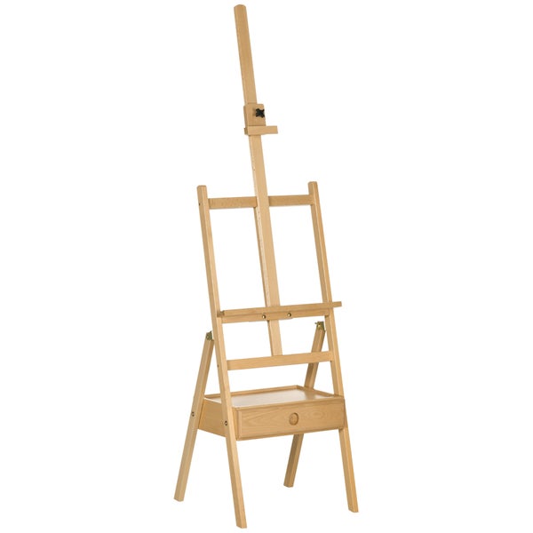 Vinsetto Staffelei Standstaffelei Klappbare Holzstaffelei Höhenverstellbare Atelierstaffelei mit Halterung für Kunstmalerei, für Leinwände bis 92 cm Höhe, Natur
