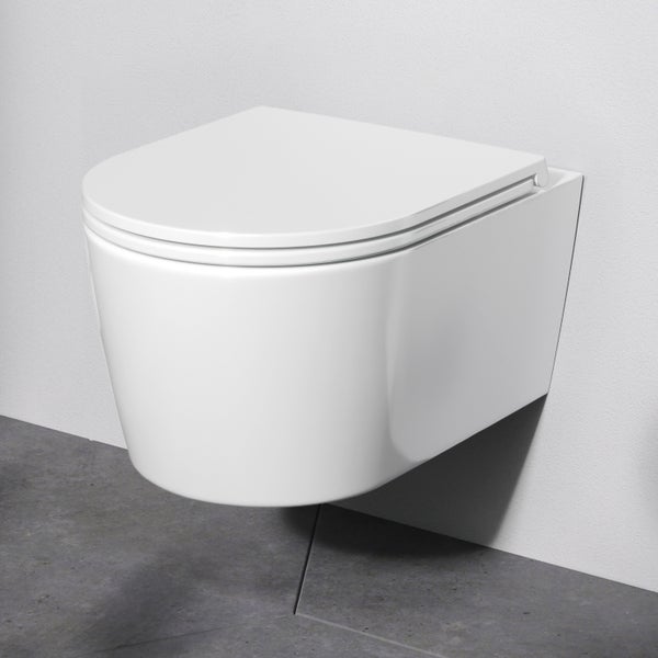 AM.PM Wand-WC  Tiefspüler ohne Spülrand weiß glänzend mit WC-Sitz CFA1700SC Func